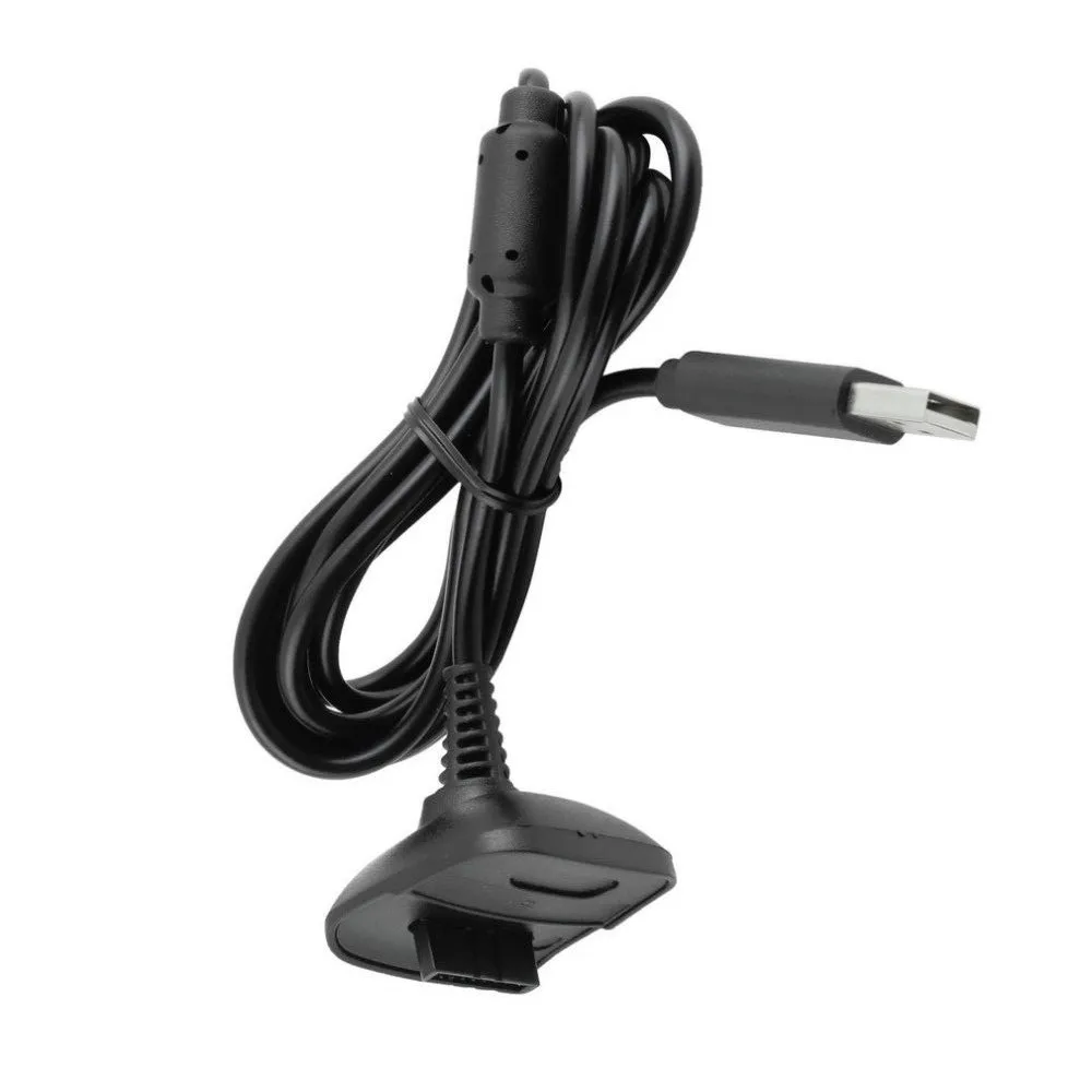 USB Charger Charging Cable Lead for Xbox 360 Wireless Controller Black