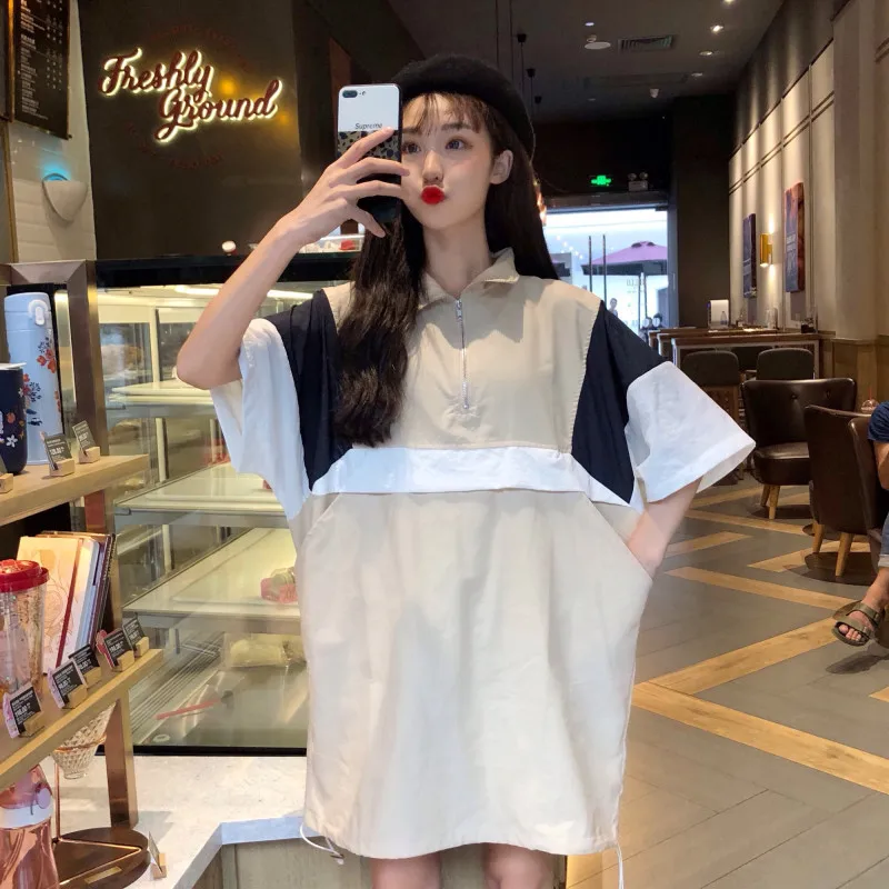 

2019 Spring and Summer Fashion Casual Tooling Handsome Hoodies Streetwear Cotton Short Patchwork Pullovers Long Stand