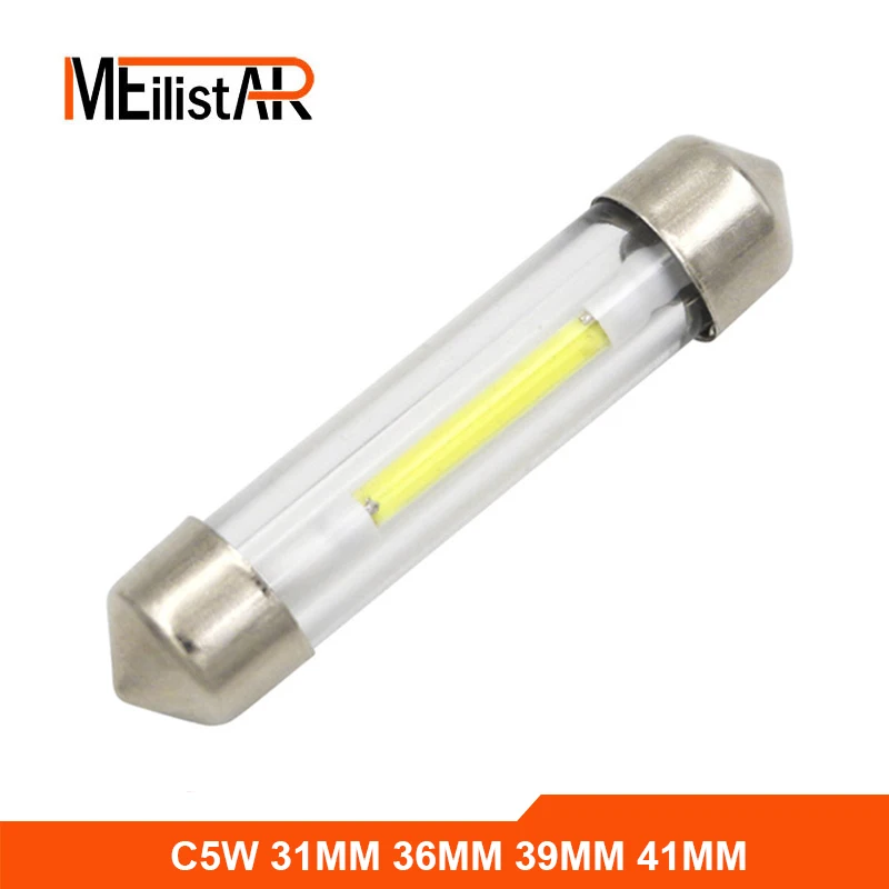 1PCS C5W Festoon Led Bulb COB Car Interior Bulbs 31mm 36mm 39mm 41mm Glass Lens Dome
