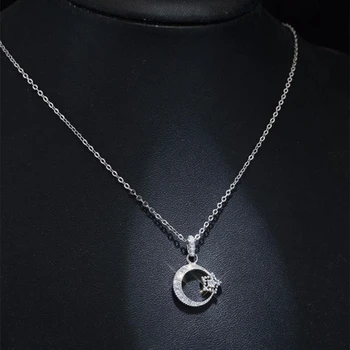 

Clavicle Chain Simple Student Forest Creative Star Moon Pendant Short 925 Sterling Silver Temperament Female Necklace SNE130