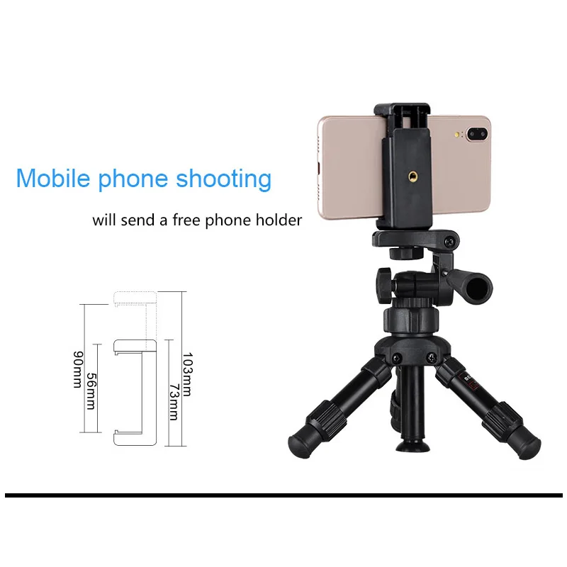 

Phone Holder High Quality Aluminum Alloy Mini Portable Desktop Tripod Kit 3-Way Ball Head Flexible Holder for Live Phone Camera