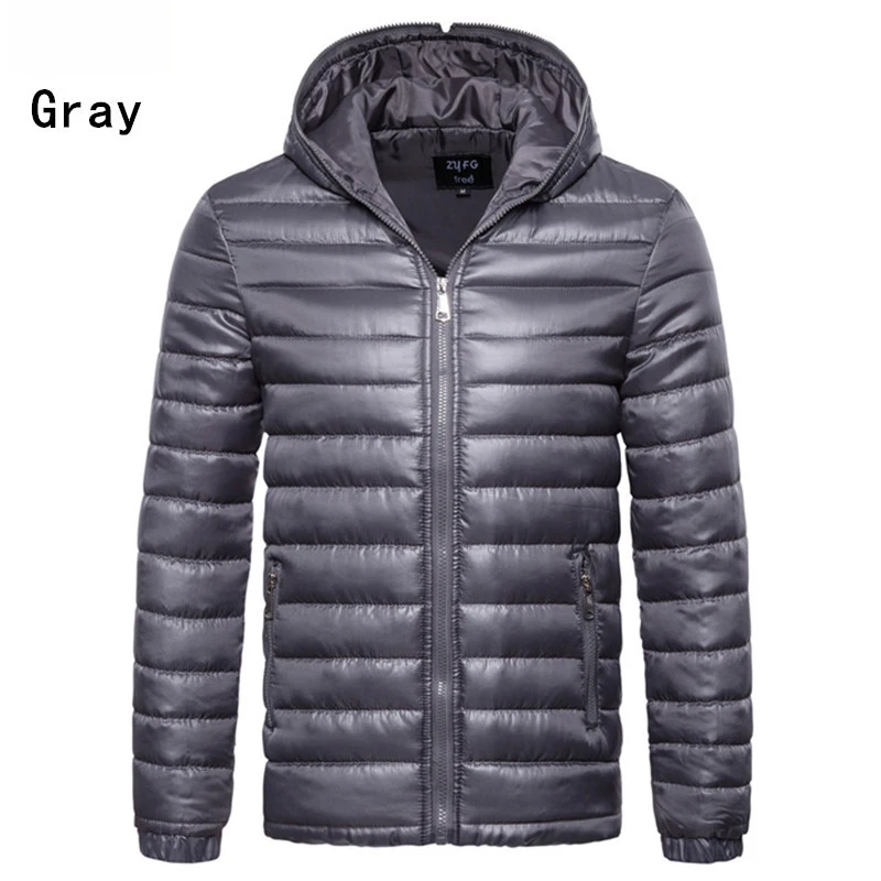 Зимняя мужская куртка-пуховик, белые куртки-пуховики на утином пуху, толстые теплые тонкие пальто, парка с капюшоном, Hombre, Мужское пальто, верхняя одежда - Цвет: Gray