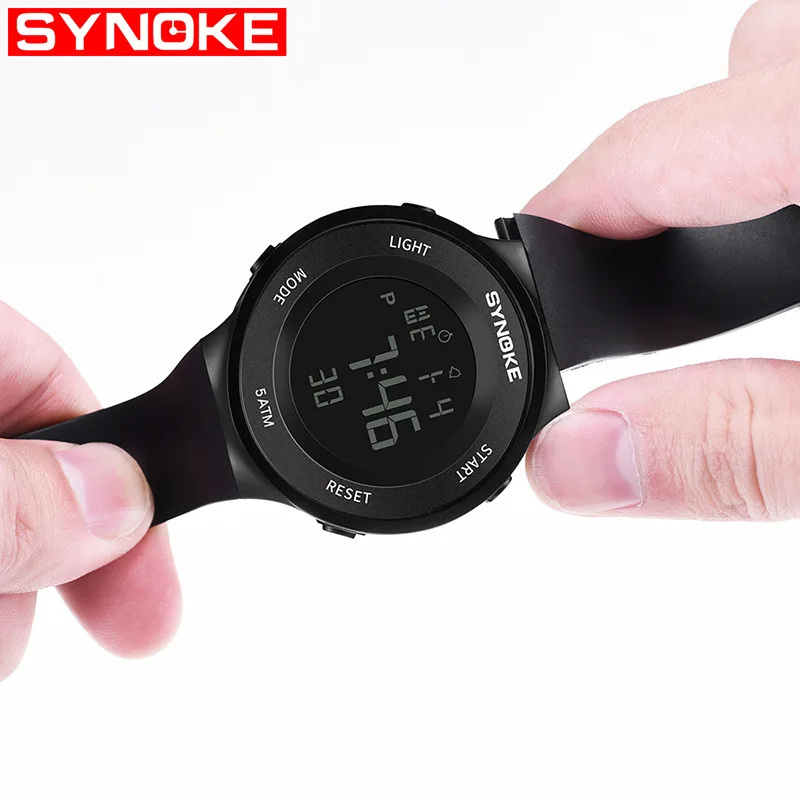 SYNOKE цифровые спортивные часы для мужчин 2018 водонепроницаемый светодиодный