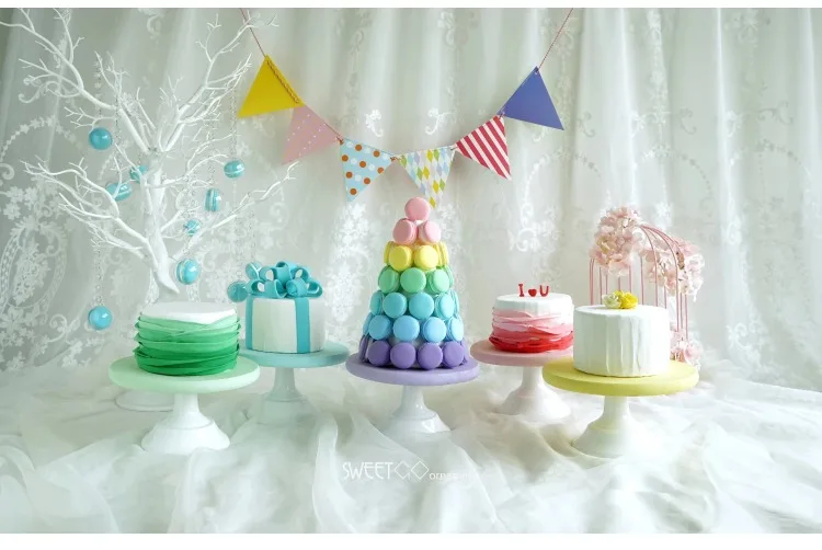 Разноцветный деревянный торт стенд Детская Игрушка В ванную/первый день рождения скандинавском стиле Macron башня торт декоративные инструменты для выпечки