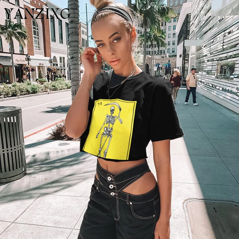

Harajuku Printed Short Sleeve Woman Tshirt Top Black Casual Loose Tee Shirt Femme Korean Style Crop Top T Shirt 2019 E809