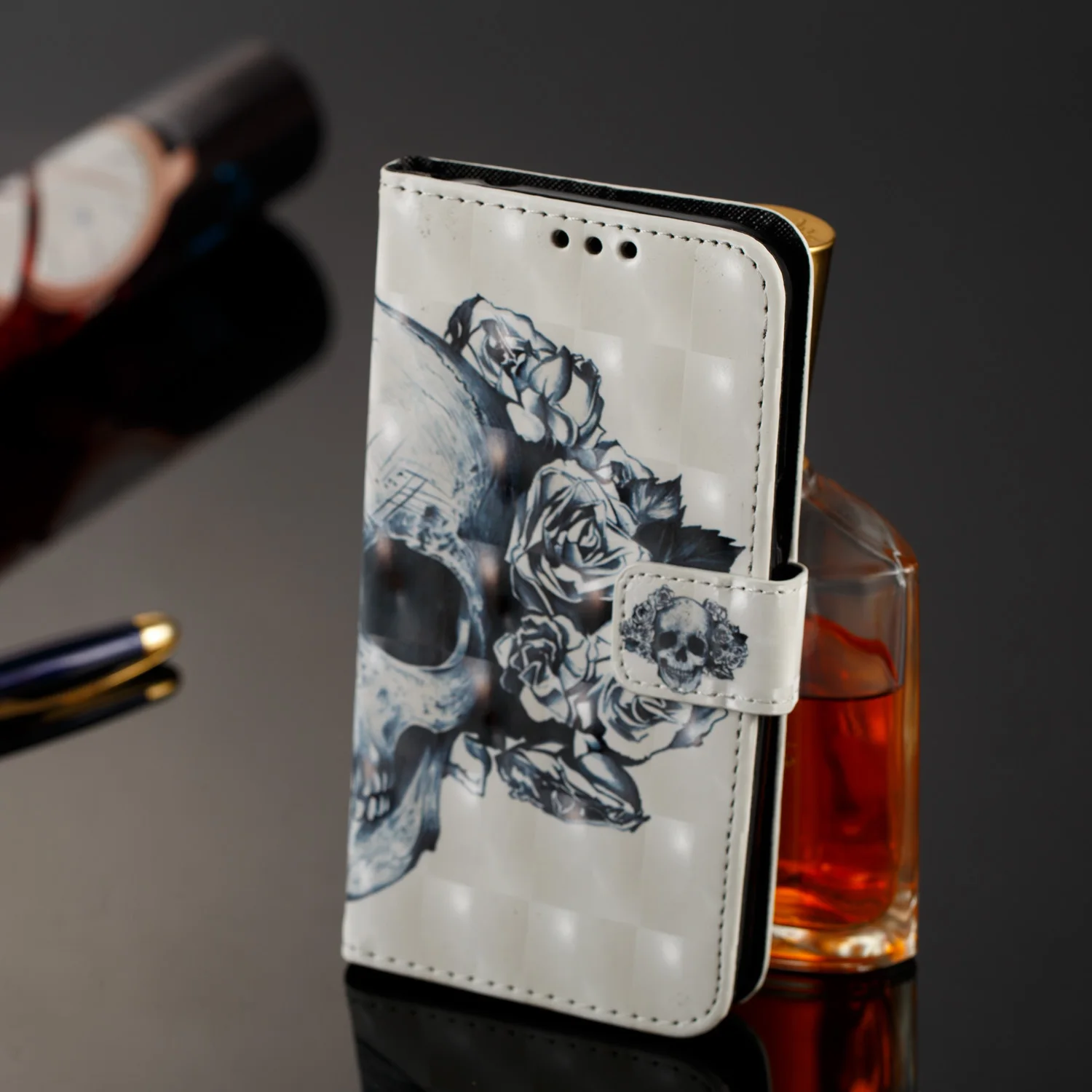 Для Samsung Galaxy J2 Pro (2018) чехол 3D модный окрашенный узор флип кожаный бумажник Folio