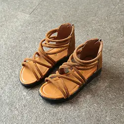 Детская и Girls'Mid-верх Сандалии Лето молния открытым носком сандалии Zapato # YL5