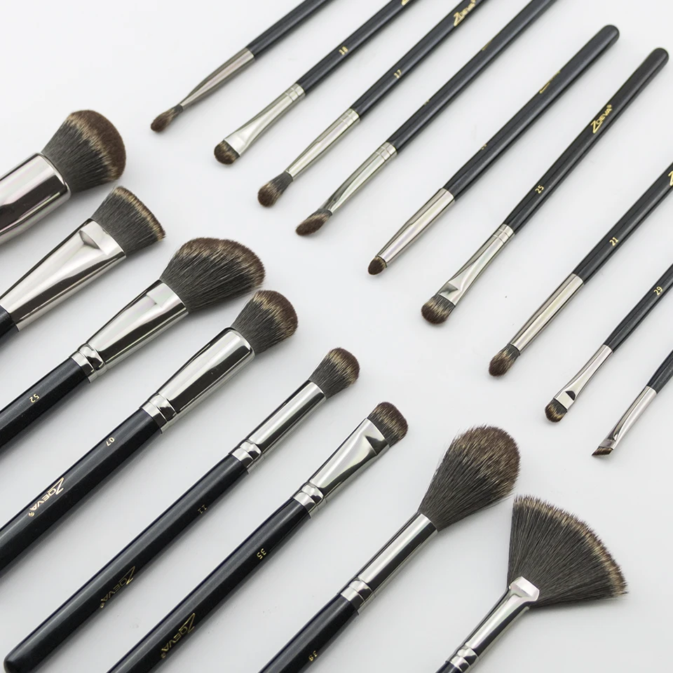 

Zoeva 17 pieces Luxury black professional makeup brush set Soft Nano Wool Fiber Eye Concealer Eye shadow Face Paint foundation