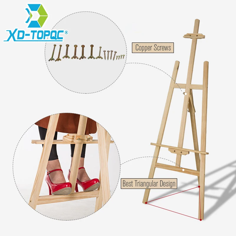 XINDI Adjustable Pine Wood Art Painting Easel For Drawing Board & Blackboard WE01