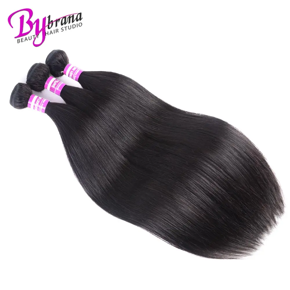 

Peruvian 3 Straight Bundles 24/26/28 100% Remy Human Hair Extension Double Weft 3 Bundles Deal Bybrana