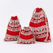 Festive Atmosphere Drawstring Bag Striped Cactus Christmas Women Small Cotton Cloth Bag Candy Gift Packaging Pouch Coin Purse