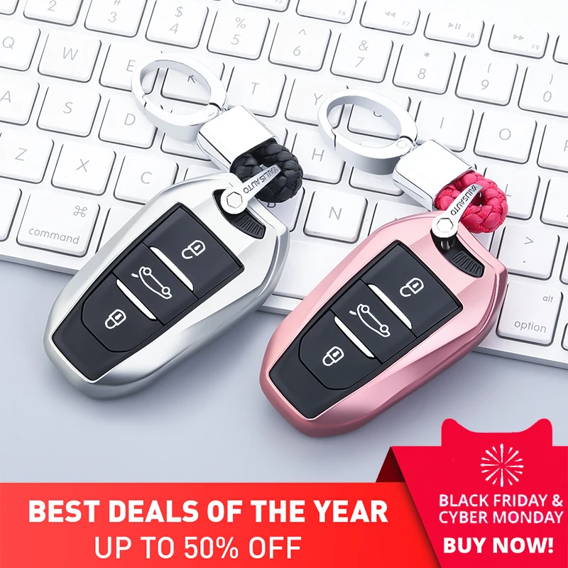 

Auto Soft TPU Key Case Car Key Cover+Keychain For Peugeot 408 2008 3008 4008 301 508 308S 407 Citroen C5 C6 C4L C3XR Smart Key