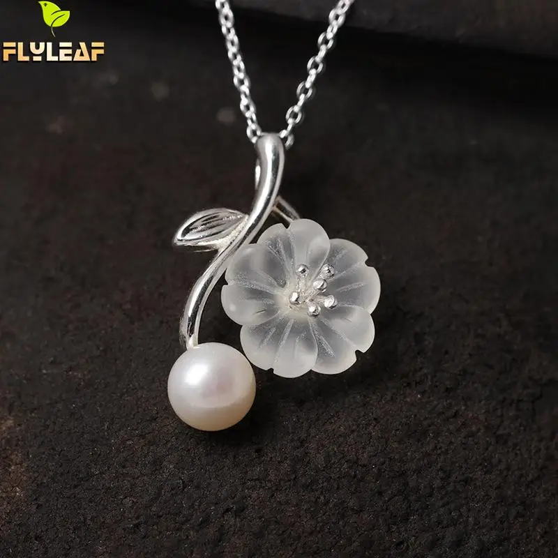 

Flyleaf 925 Sterling-silver-jewelry Crystal Plum Flower Necklaces & Pendants For Women High Quality Lady Gift Accessories
