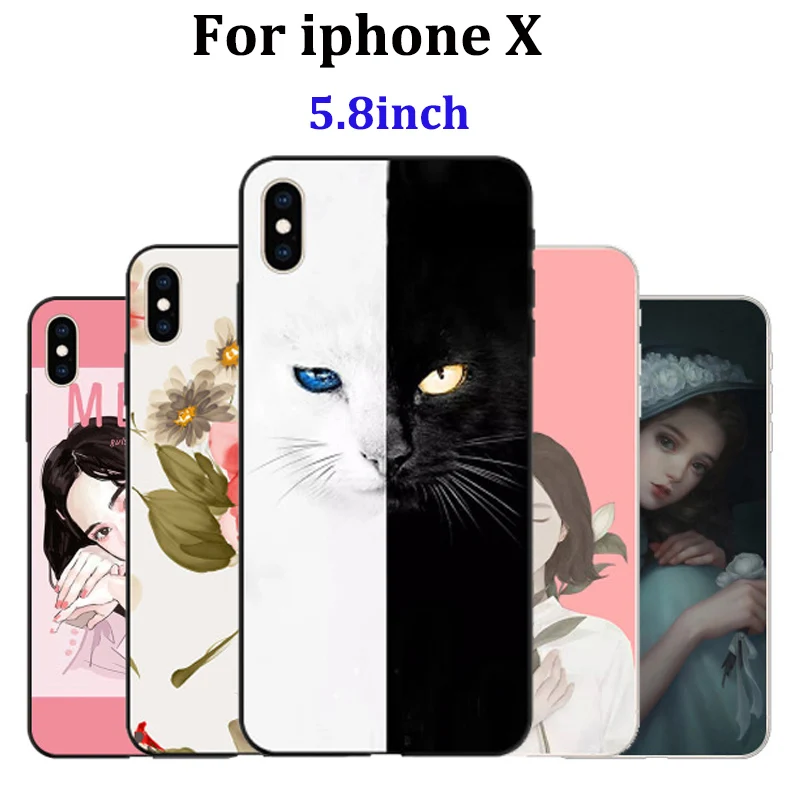 Чехол 5 8 дюйма для iphone X милый мягкий чехол телефона с рисунком девочек защитный 10