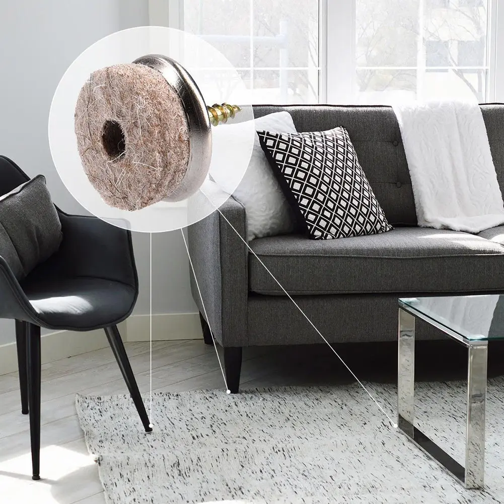 Metal Furniture Glides 30mm Professional Quality Chair Glider Felt Glides with Screw 30