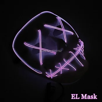 

10 colors Available Glowing Sound Activated EL Skull Face Masquerade LED Mask Halloween Mask Party Decoration Free Shipping