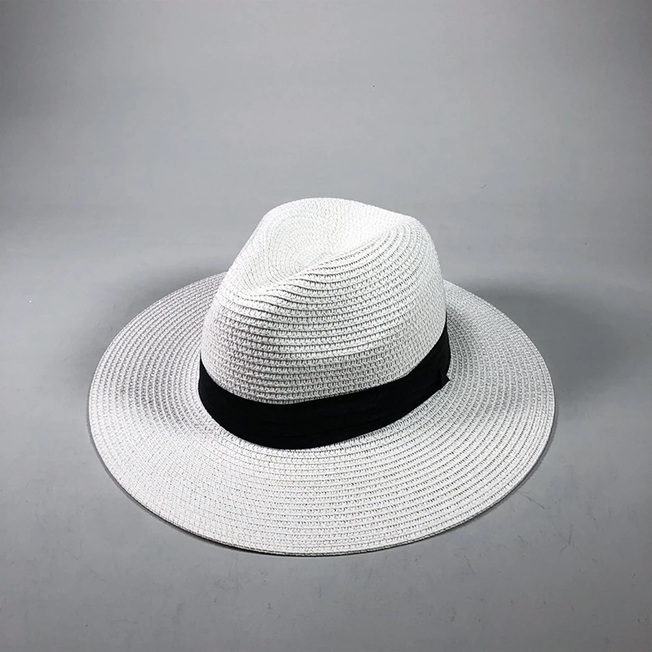 SHOWERSMILE винтажная шляпа мужская летняя Панама соломенная шляпа Женская Ретро британская фетровая шляпа от солнца однотонная бежевая Повседневная пляжная унисекс джазовая шляпа - Цвет: white