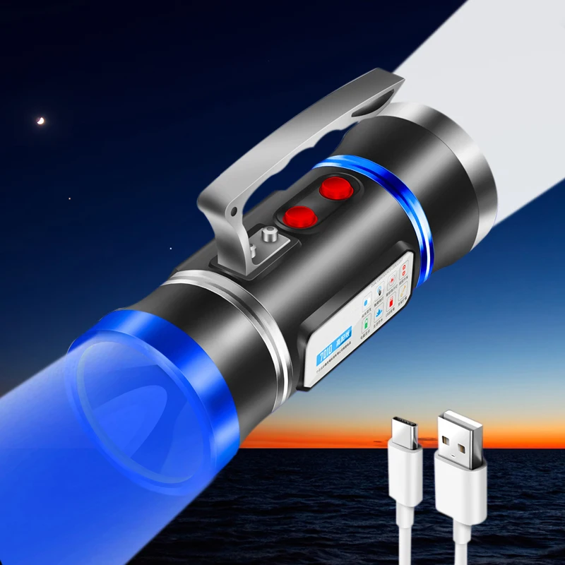 

Blu-ray Powerful LM fishing flashlight purple light strong light Xenon fish W luminous Maximum range 500 meters or more