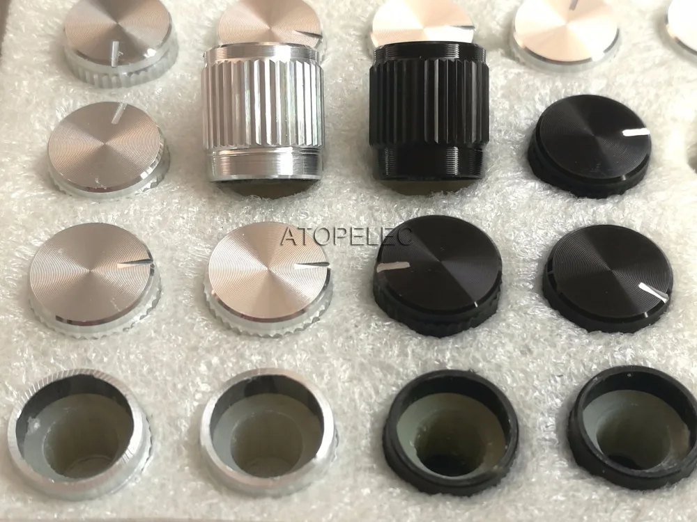 

10pcs 11mm*12mm Aluminum DAC CD Amplifier Potentiometer Volume Knob 6mm Knurled High Quality Black/Silver Color