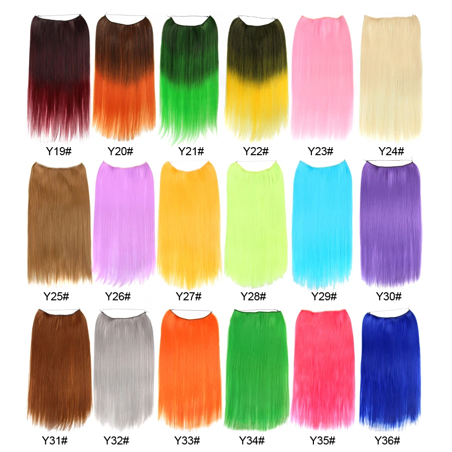 Alileader False Hair Synthetic Fish Line Hair Extensions 22 inches 55cm Long Straight Secret Halo Invisible Women Available