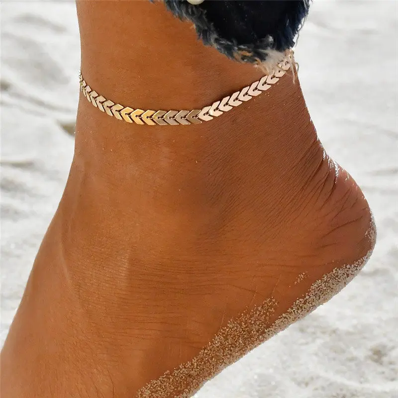NewBohemia Beach Barefoot Sandals Anklet Chain Gold Leaf pendant Foot Bracelet Fashion Jewelry for Women Ankle Wholesale - Image 4