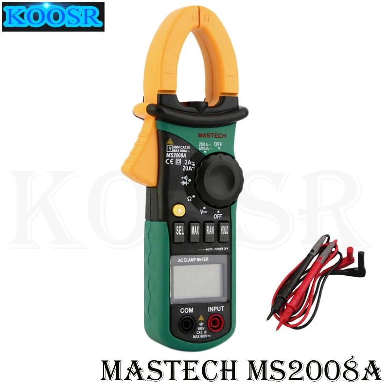 

MASTECH MS2008A Digital Multimeter Auto/Manual Range AC/DC Voltmeter Ammeter Thermometer LCD Backlight Work Light