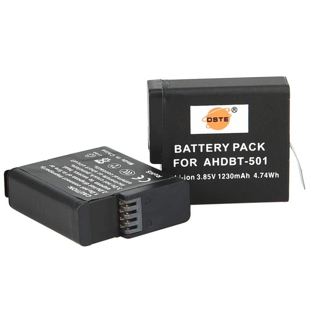 DSTE 2x AHDBT 501 Li ion Battery Pack for Gopro Hero 5 Gopro Hero 6