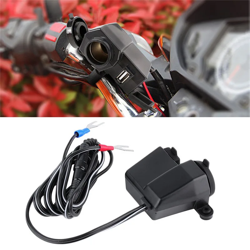 

Black 120W 1000mA Motorcycle waterproof 12V cigarette lighter USB power outlet charger mobile phone Car Styling Auto Accessories