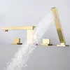 Gold brush Bathtub faucet mixer with hand shower double function bathtub faucet set deck mounted bath shower tap(chrome , black) 4