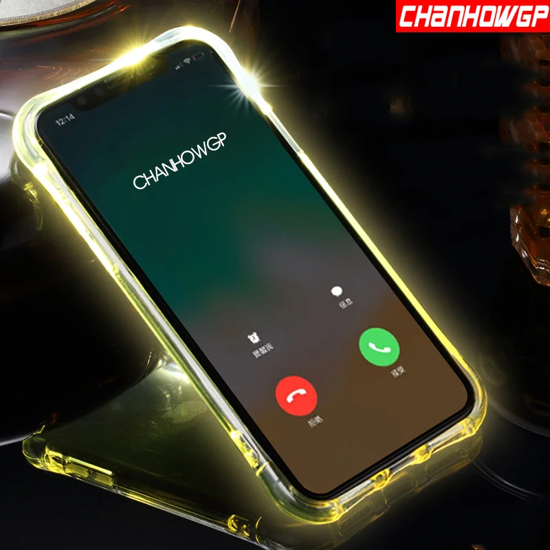 

LED Flash Light Case For iPhone X XS MAX XR Smart Phone Cover On iPhone 7 8 6 6S Plus 7plus 5 5s SE 5SE Anti-knock Crystal Coque