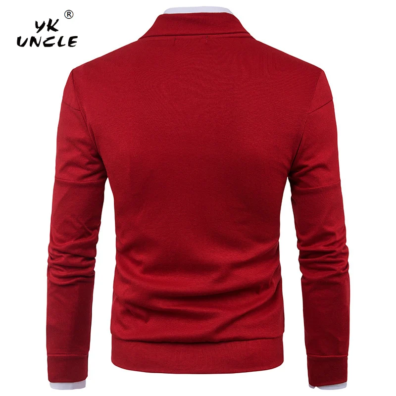 YK дядя бренд мода весна осень сплошной цвет пэчворк мужские свитера v-образный вырез тонкий кардиган повседневное пальто мужской свитер