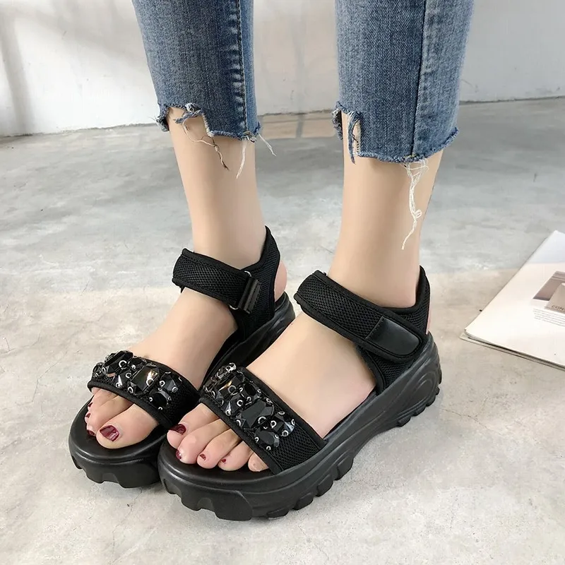 

COWCOM Bottom Muffin Sandals 2019 Magic Sticker Roman Leisure Sports Sandals Shoes Woman Platform Sneakers SGLL-1737