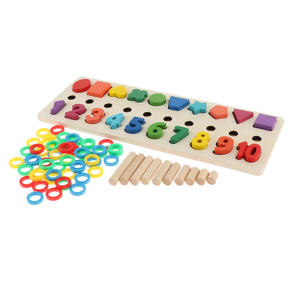 Shape Number Blocks Sorting Counting Ring Stacking Matching Mathematics