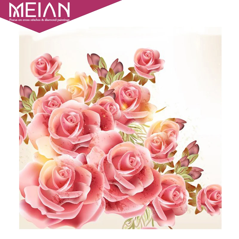 

Meian Full Diamond Embroidery Flower Rose 5D Diamond Painting Cross Stitch 3D Diamond Mosaic Needlework Crafts Christmas Gift