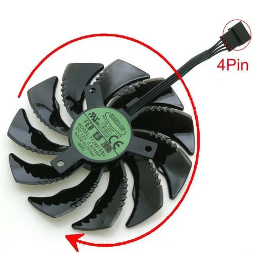 T129215SU-B T129215SU 12 В 0.50A 87 мм VGA вентилятор для Gigabyte RX480 RX570 GTX1070 GTX1060 GTX1050 GTX1050TI WINDFORCE Вентилятор Охлаждения видеокарты - Цвет лезвия: T129215SU-B
