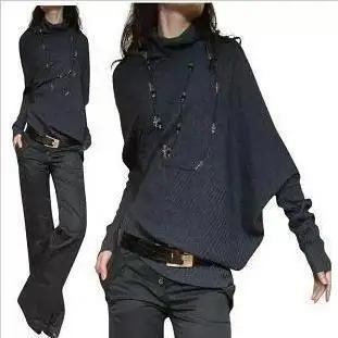 

New High -Quality Women 'S Fashion Shoulder Asymmetrical Collapse Loose Pullover Sweaters