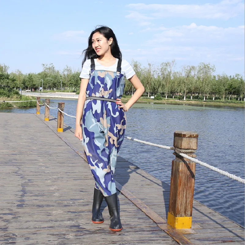 Waterproof Blue Camo Fishing Boots, Wader for Fishing Waders, Shoes, Overalls Chest Waders, Rubber Boots
