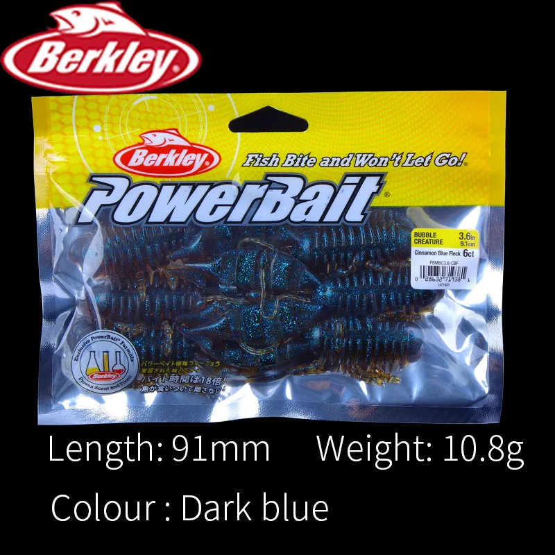 Бренд Berkley power Bait, 6 шт., Мягкая приманка для рыбалки, приманка 9,1 см для окуня, костюм для джиг-головка, приманка для блесна, пузырьковая креветка, PUREFISHING