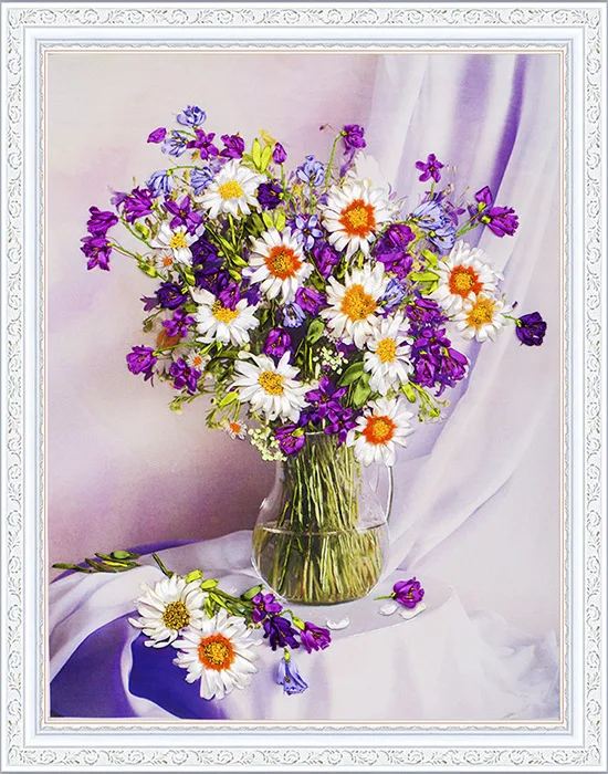 50x65cm 3d purple flower vase ribbon jessecmault kit stain painting set