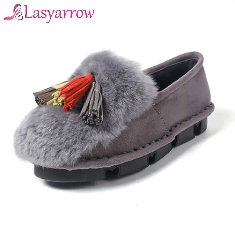 

Lasyarrow Shoes Women Winter Warm Fur Flat Shoes Size 34-41 Women's Shoes Ladies Slip-on Loafer Shoes Casual Footwear RM122