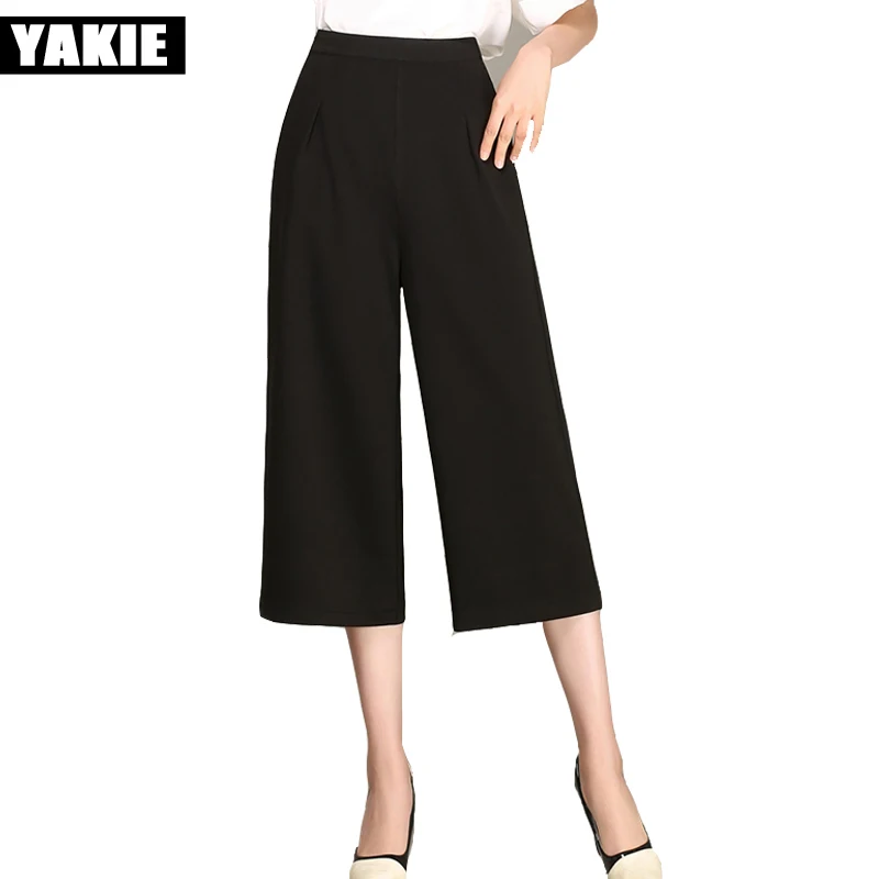 High waist Wide leg pants capris women plus size chiffon trousers female white black 2017 summer new pantalon femme mujer XXXL High waist Wide leg pants capris women plus size chiffon trousers female white black 2017 summer new pantalon femme mujer XXXL