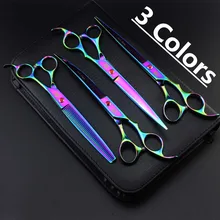 4 шт. костюм 690#8 ''22 см Парикмахерские ножницы JP 440C изогнутые вверх/вниз собаки кошки домашние животные ножницы для стрижки Thinning ножницы для волос