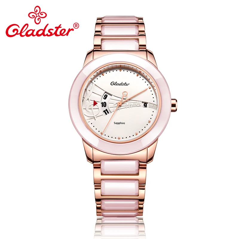 Женские наручные часы Gladster роскошные японские керамические MIYOTA 2115-3H с сапфировым