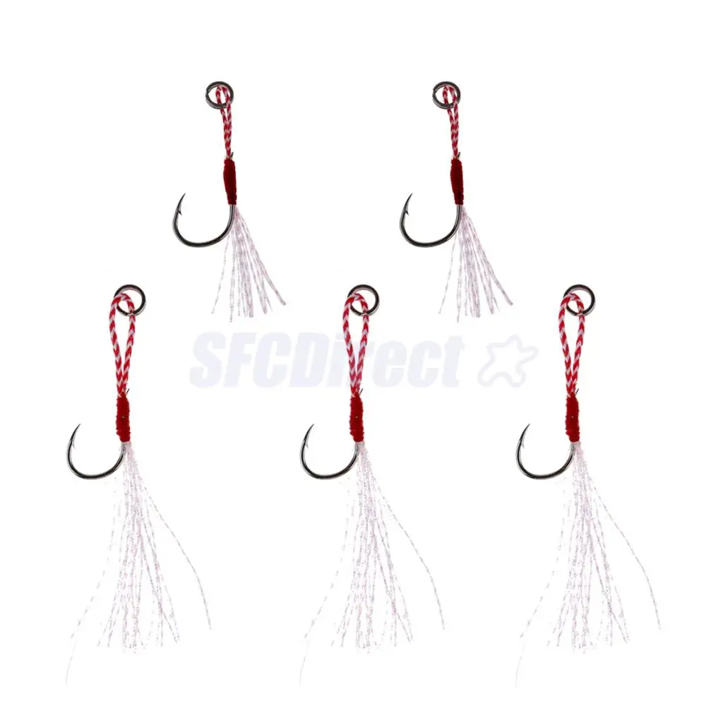 5Pcs Deep Sea Fishing Assist Hooks Worm Barbed Hooks Live Baits Hooks with PE Line 13# 15# 17#