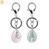CSJA Fashion Water Drop Keychains Key Ring Key Holder Reiki Natural Gem Stone Tree of Life Pendant for Car Motorcycle Bag F400 ► Photo 1/6