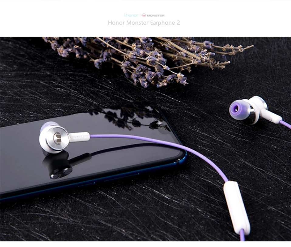 Original Huawei Honor Monster 2 Earphone AM17 3.5mm In-Ear Earbud  With Microphone Pure Monster Sound Wire Control 1.1m Headset (18)