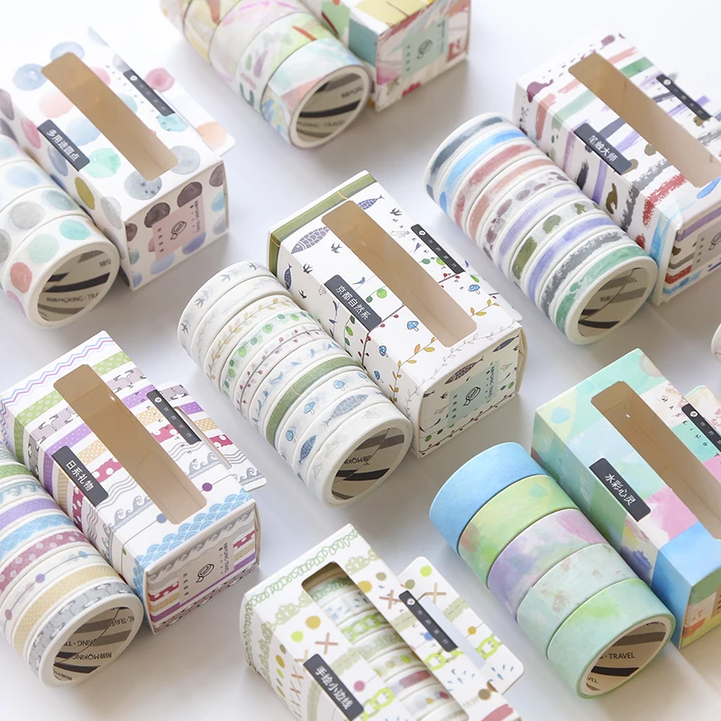 10 рулонов/упаковка лента Washi DIY Декор Ежедневники Скрапбукинг Стикеры