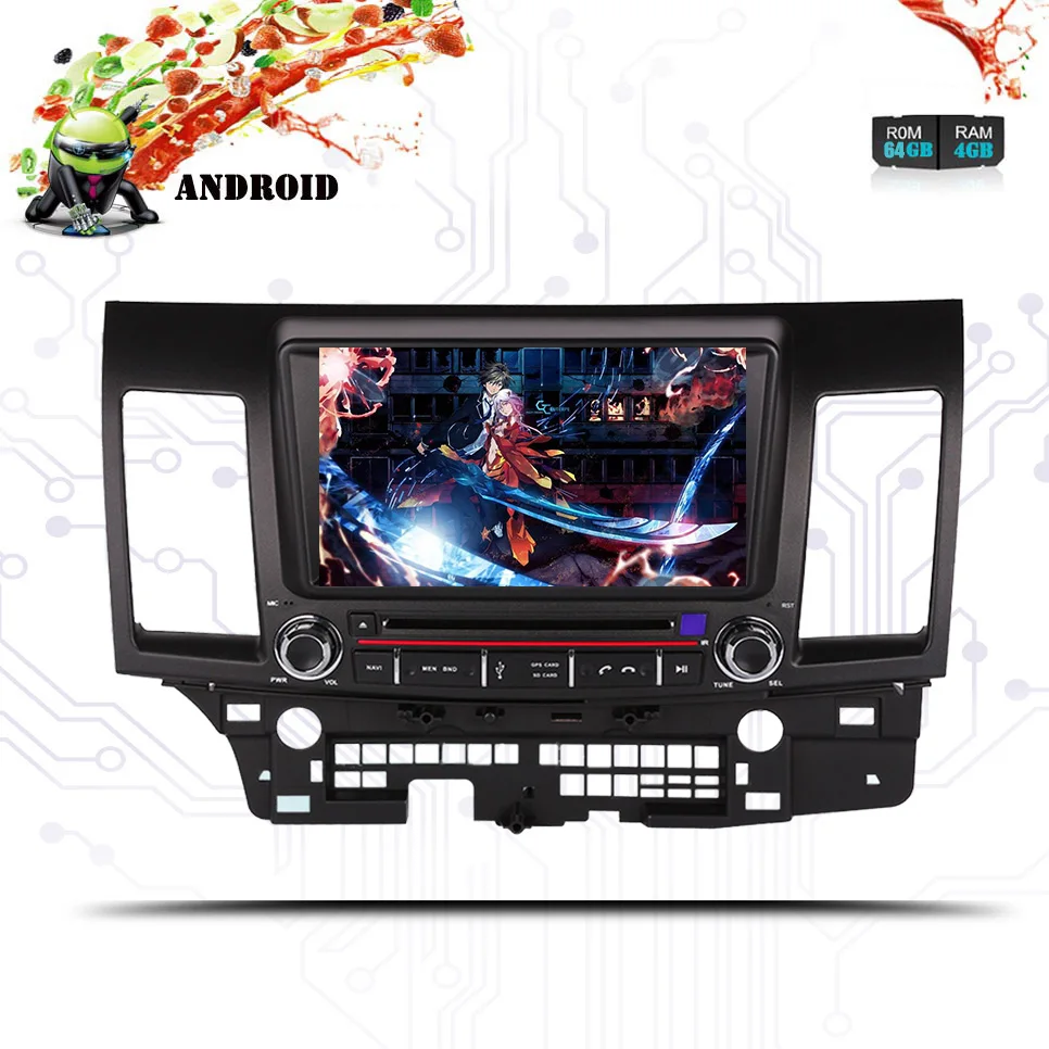 

8" Android 9.0 4+64G 8Core 1024*600 Car DVD GPS player for Mitsubishi Lancer 10 EVO Stereo Auto Radio Head unit Multimedia