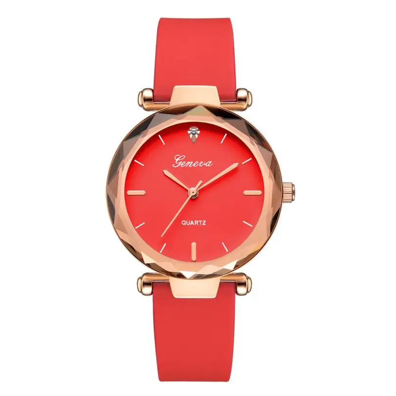 Роскошные женские часы-браслет модные женские платья модные женские часы Женева кремнеземный ремешок аналоговые кварцевые наручные часы# YY - Цвет: RD
