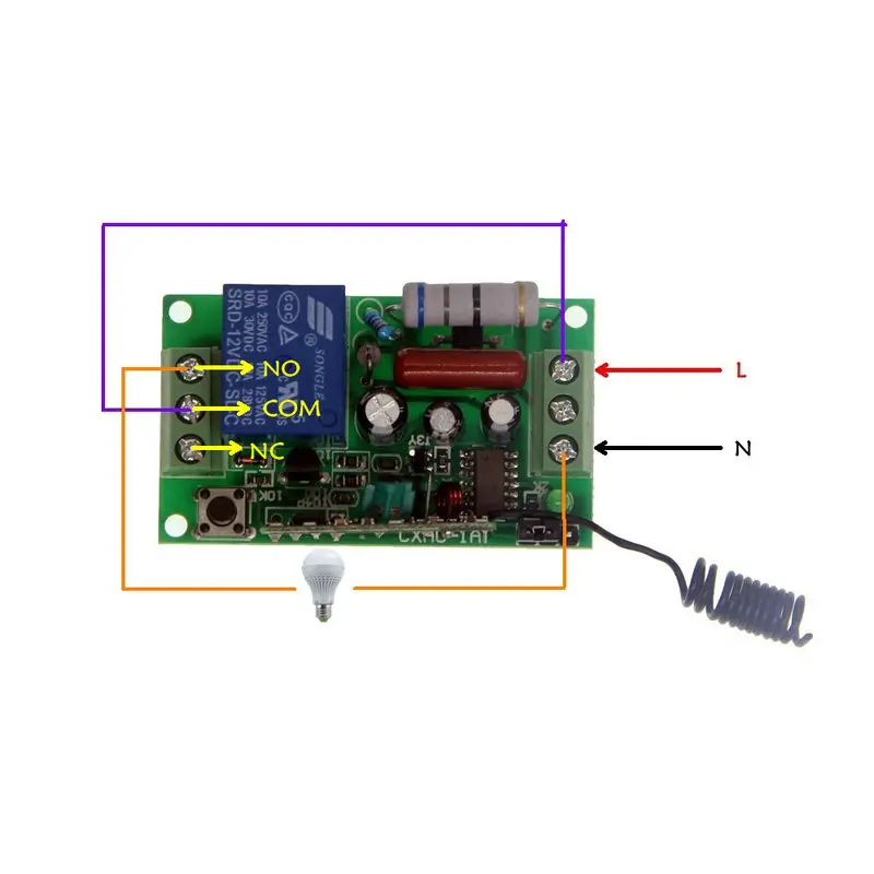 AC 220V 110V 1 CH 1CH RF беспроводной светодиодный светильник с дистанционным управлением лампочка переключатель системы приемник, 315/433 MHz